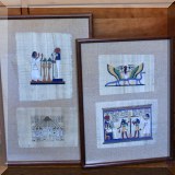 A18. Two framed paintings on papyrus. 